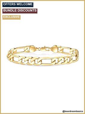 14K Gold Diamond-Cut Figaro Link Chain Bracelet 8mm Classic Gift